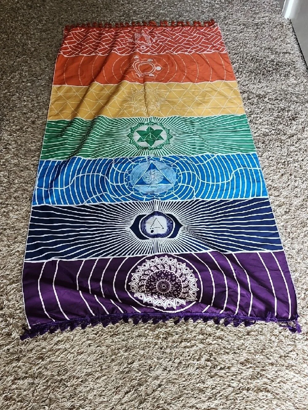 Boho Chakra Tapestry Wall Hanging - Multicolor